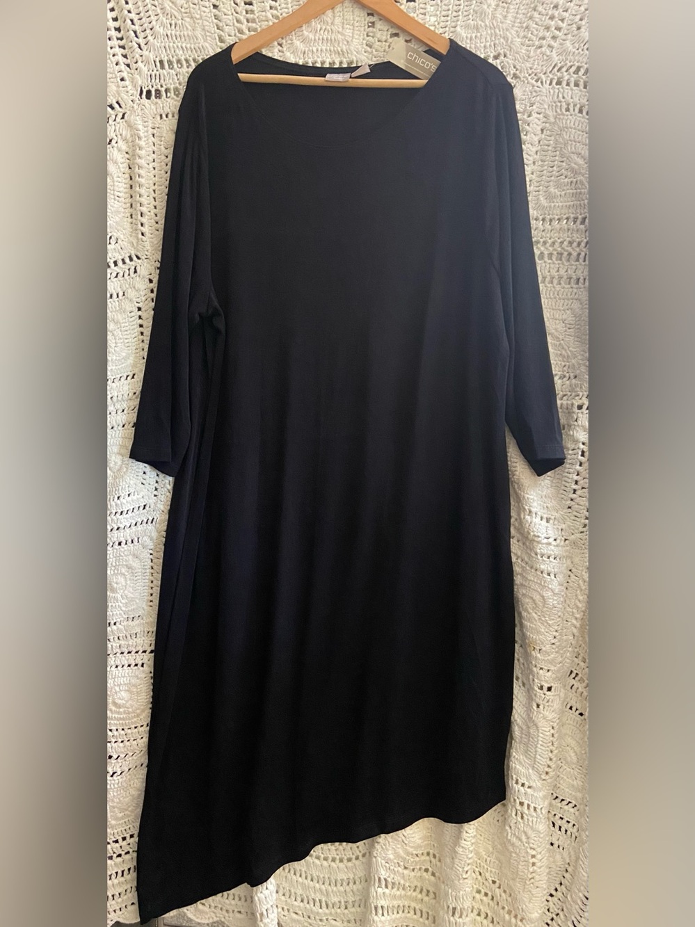 NWT Chico’s Travelers Black Asymmetrical Hem Maxi Dress Size 4